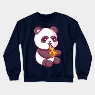 Cute panda eating pizza Crewneck Sweatshirt